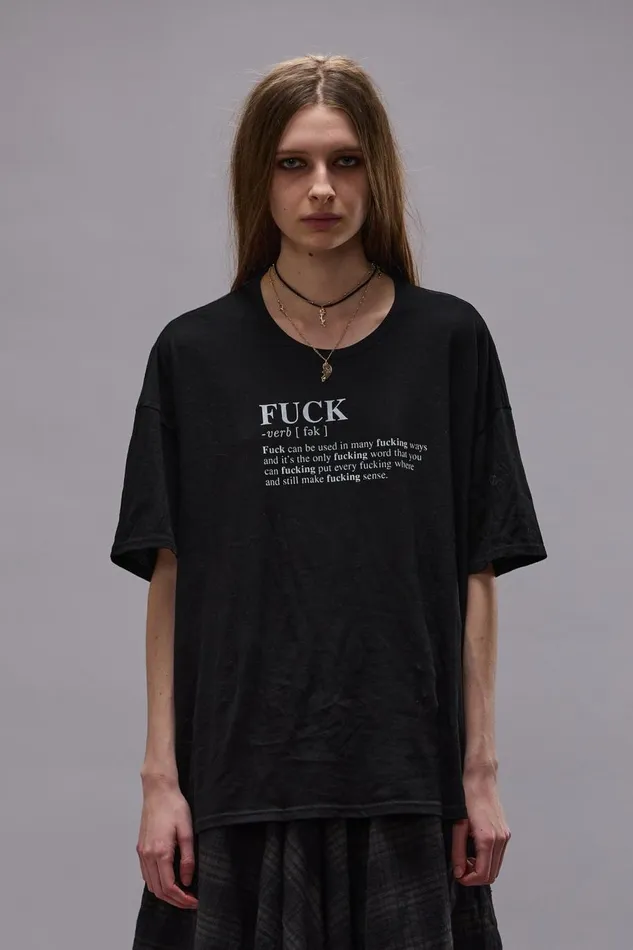 R13 Sale Women FUCK DEFINITION TEE 8211 BLACK