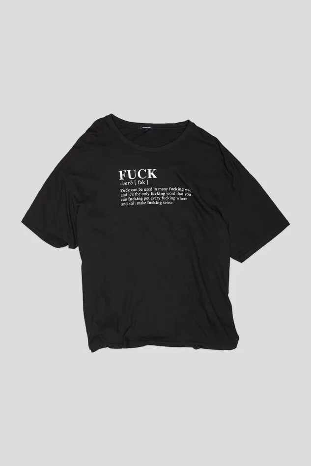 R13 Sale Women FUCK DEFINITION TEE 8211 BLACK