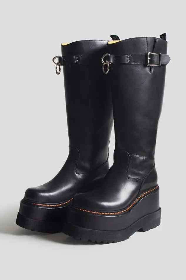 R13 Sale Women HARNESS ENGINEER PLATFORM BOOT 8211 BLACK FOOTWEAR