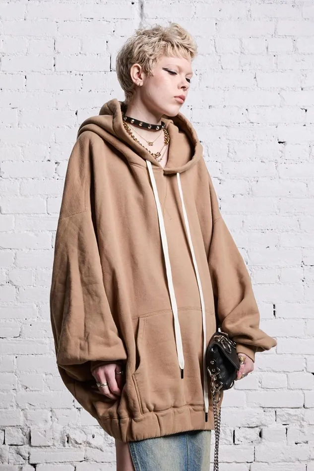 R13 Sale Women JUMBO PULLOVER HOODIE 8211 KHAKI