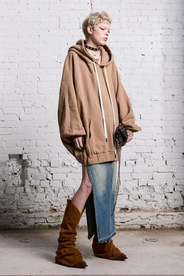 R13 Sale Women JUMBO PULLOVER HOODIE 8211 KHAKI