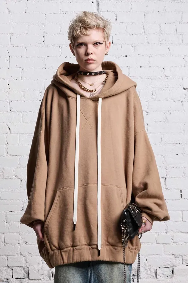 R13 Sale Women JUMBO PULLOVER HOODIE 8211 KHAKI