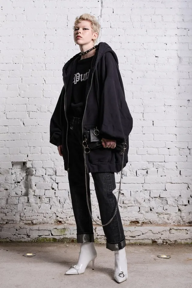 R13 Sale Women JUMBO ZIP HOODIE 8211 BLACK