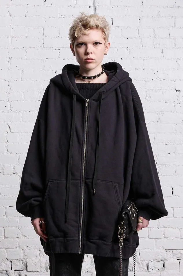 R13 Sale Women JUMBO ZIP HOODIE 8211 BLACK
