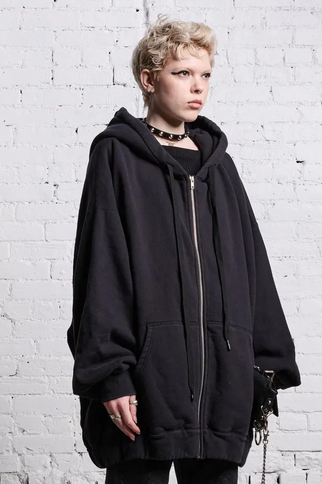 R13 Sale Women JUMBO ZIP HOODIE 8211 BLACK