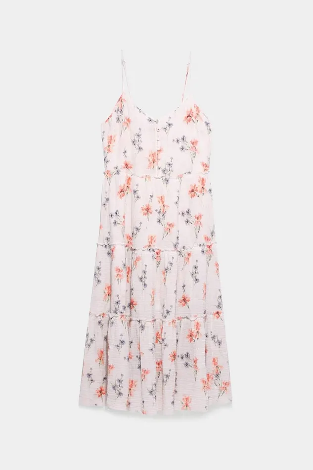 R13 Sale Women Midi Slip Dress 8211 Ecru Floral Denim