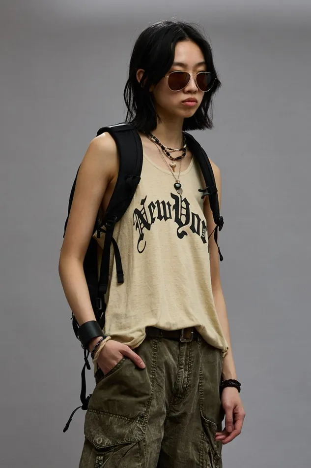 R13 Sale Women NEW YORK RELAXED TANK 8211 KHAKI