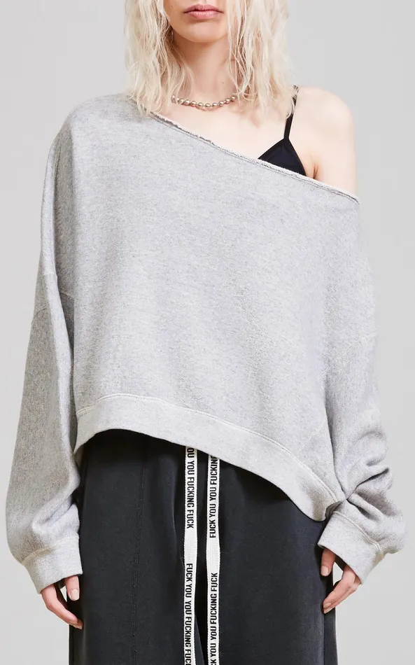 R13 Sale Women OFF SHOULDER PATTI SWEATSHIRT 8211 HEATHER GREY