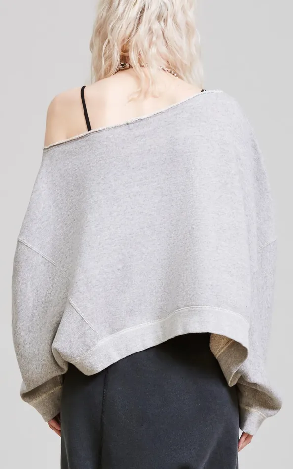 R13 Sale Women OFF SHOULDER PATTI SWEATSHIRT 8211 HEATHER GREY