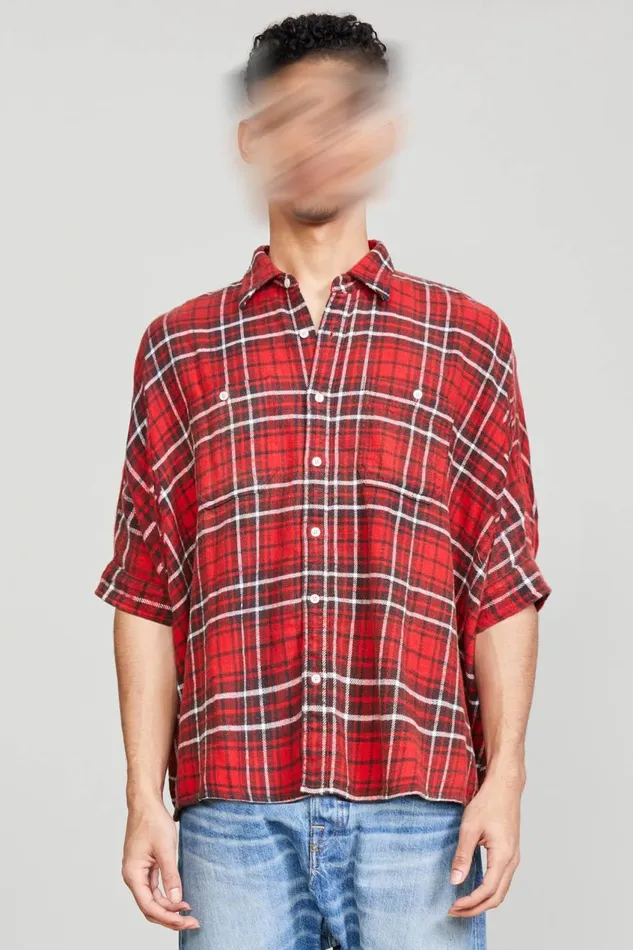 R13 Sale Women OVERSIZED BOXY SHIRT 8211 RED PLAID