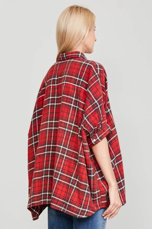 R13 Sale Women OVERSIZED BOXY SHIRT 8211 RED PLAID
