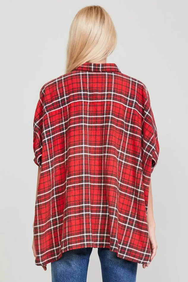 R13 Sale Women OVERSIZED BOXY SHIRT 8211 RED PLAID