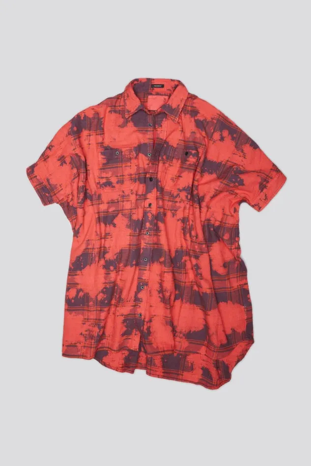 R13 Sale Women OVERSIZED RELAXED SHIRTDRESS 8211 DUSK RED PLAID