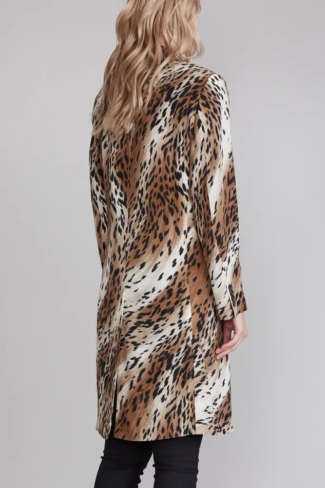 R13 Sale Women Peak Lapel Double Breasted Coat 8211 Abstract Cheetah