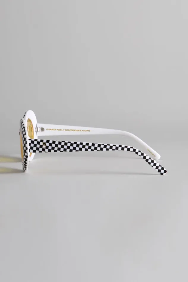 R13 Sale Women R13 SUNGLASSES 8211 CHECKER AND YELLOW R13 Sale Women R13 SUNGLASSES 8211 CHECKER AND YELLOW