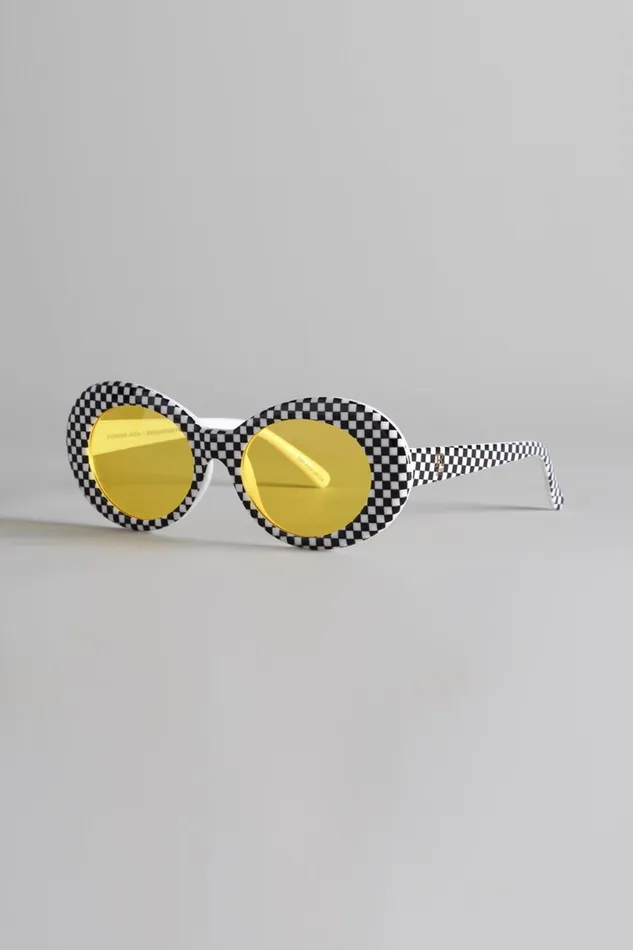 R13 Sale Women R13 SUNGLASSES 8211 CHECKER AND YELLOW R13 Sale Women R13 SUNGLASSES 8211 CHECKER AND YELLOW