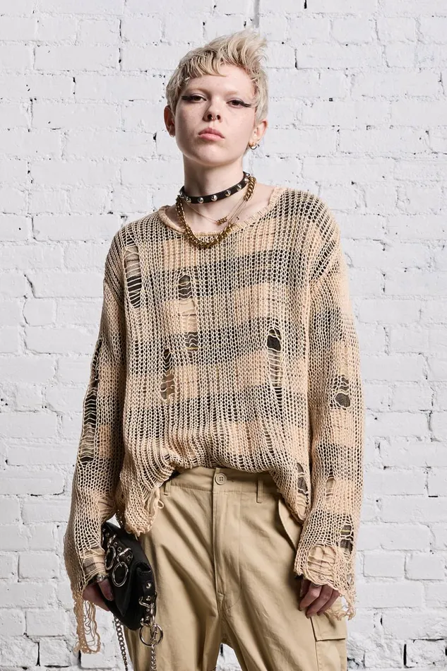 R13 Sale Women RELAXED OVERLAY CREWNECK 8211 CREAM AND BLACK PLAID