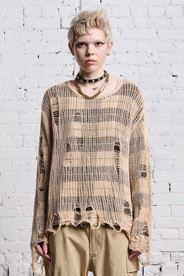 R13 Sale Women RELAXED OVERLAY CREWNECK 8211 CREAM AND BLACK PLAID
