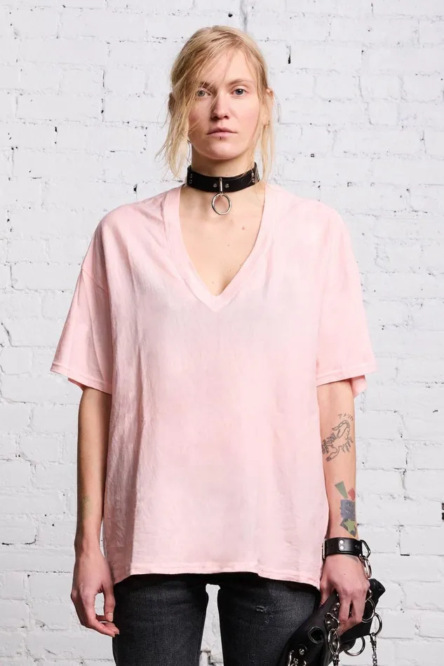 R13 Sale Women RELAXED VNECK T 8211 LIGHT PINK