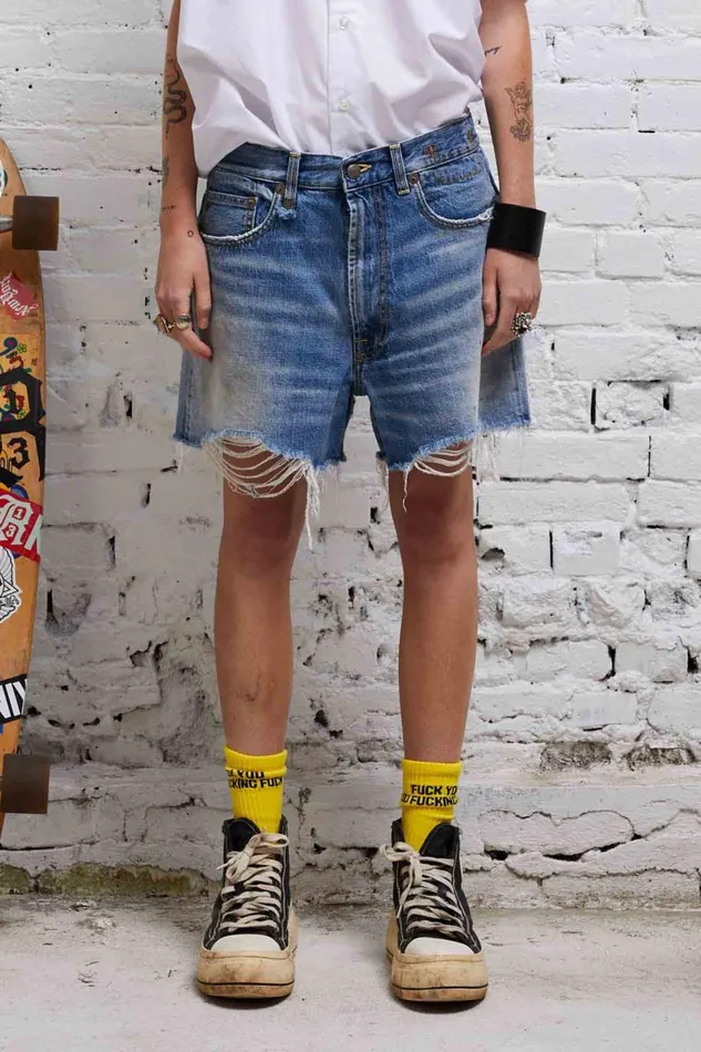 R13 Sale Women ROSE BAGGY SHORT 8211 TURNER BLUE