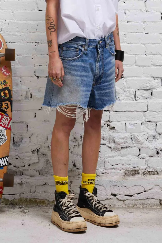 R13 Sale Women ROSE BAGGY SHORT 8211 TURNER BLUE