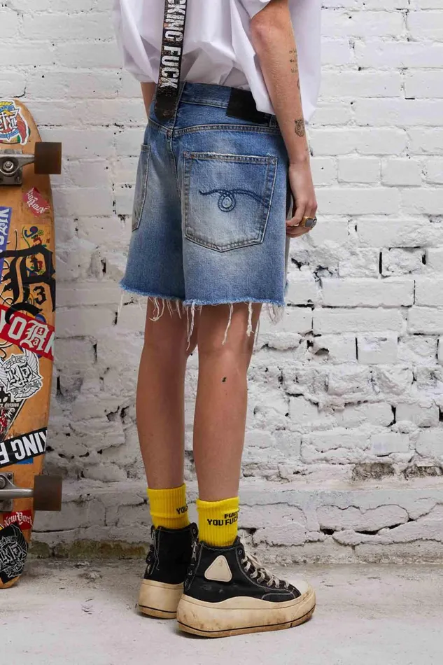 R13 Sale Women ROSE BAGGY SHORT 8211 TURNER BLUE