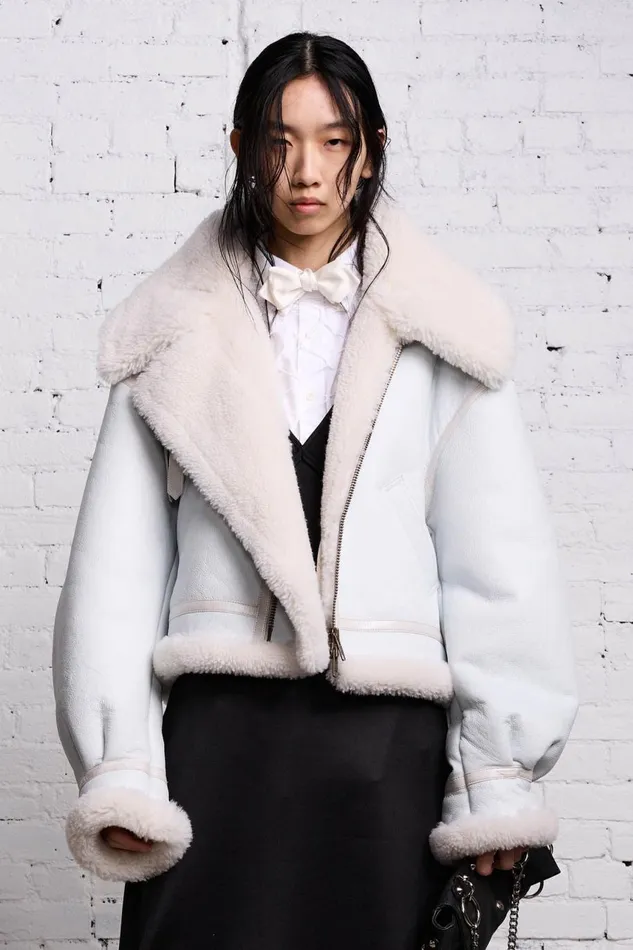 R13 Sale Women SHEARLING AVIATOR 8211 WHITE