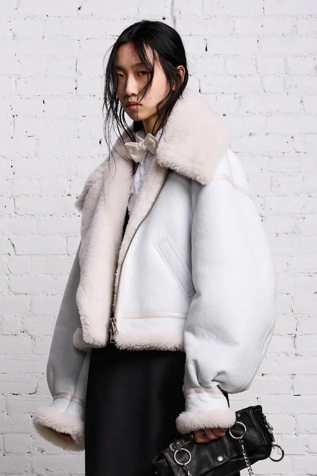 R13 Sale Women SHEARLING AVIATOR 8211 WHITE