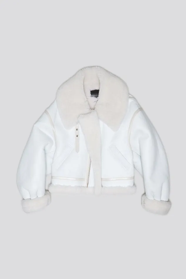 R13 Sale Women SHEARLING AVIATOR 8211 WHITE