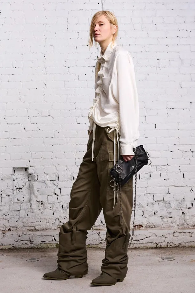 R13 Sale Women SHIRRED BOYFRIEND SHIRT 8211 WHITE