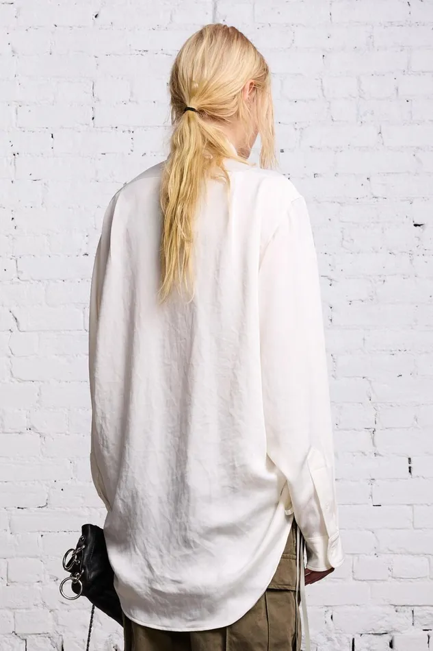 R13 Sale Women SHIRRED BOYFRIEND SHIRT 8211 WHITE