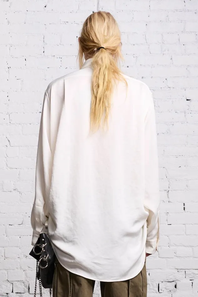 R13 Sale Women SHIRRED BOYFRIEND SHIRT 8211 WHITE