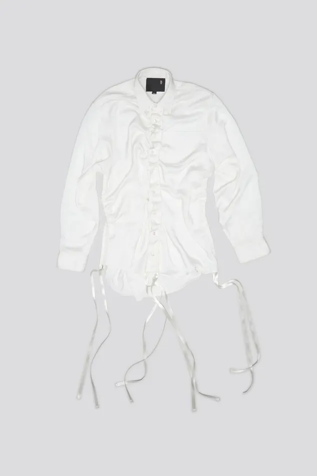 R13 Sale Women SHIRRED BOYFRIEND SHIRT 8211 WHITE
