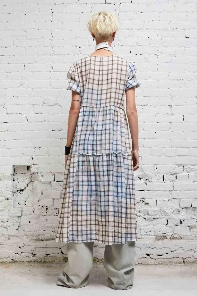 R13 Sale Women SHREDDED RELAXED MIDI 8211 BLEACHED PLAID