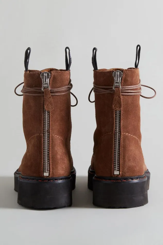 R13 Sale Women SINGLE STACK BOOT 8211 BROWN SUEDE