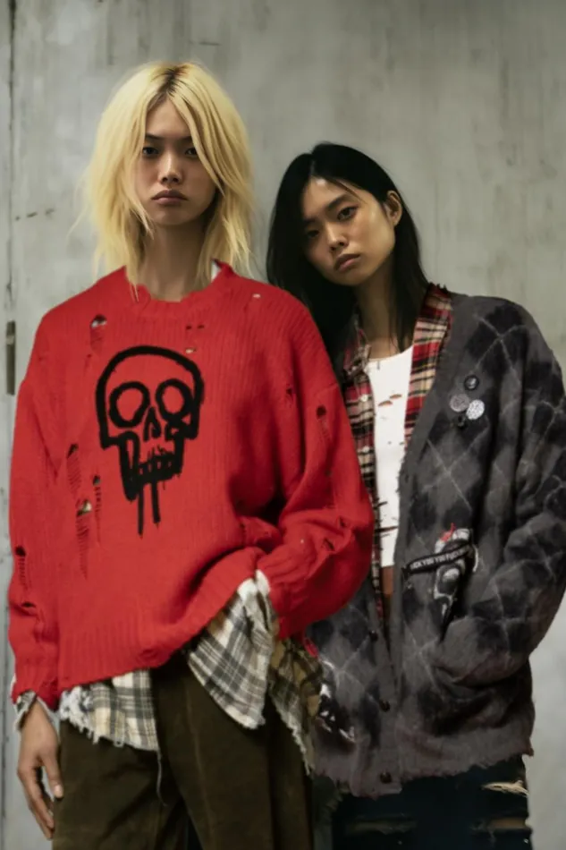 R13 Sale Women SKULL DRIP SWEATER 8211 BRIGHT RED