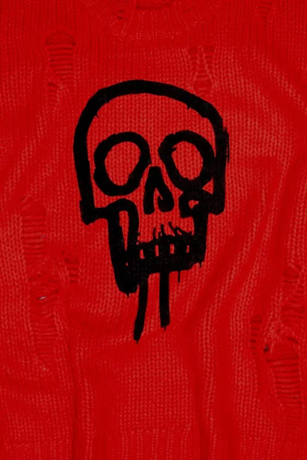 R13 Sale Women SKULL DRIP SWEATER 8211 BRIGHT RED