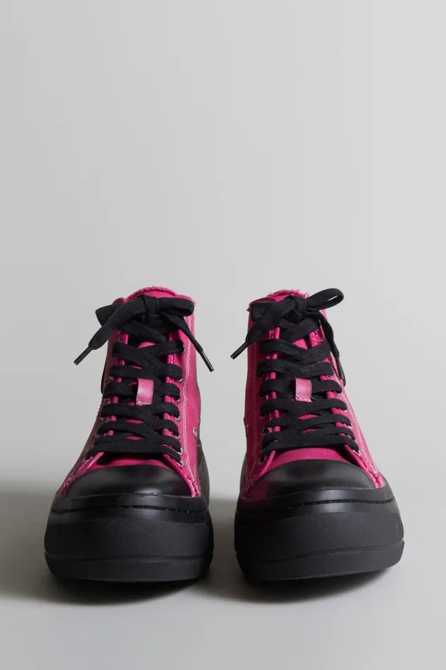 R13 Sneakers Women KURT HIGH TOP 8211 HOT PINK CANVAS
