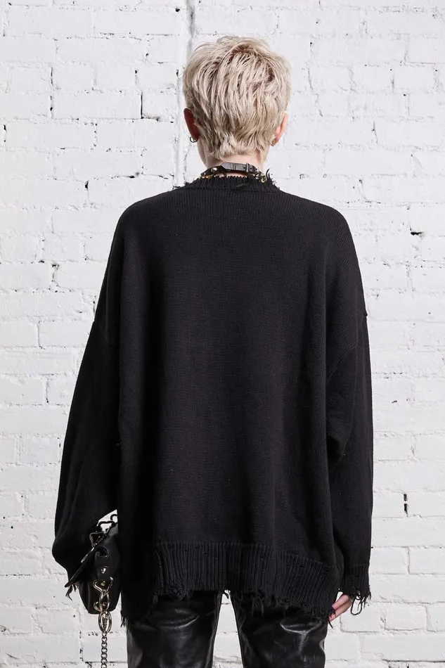 R13 Sweaters Women ANGRY CHIHUAHUA OVERSIZED SWEATER 8211 BLACK