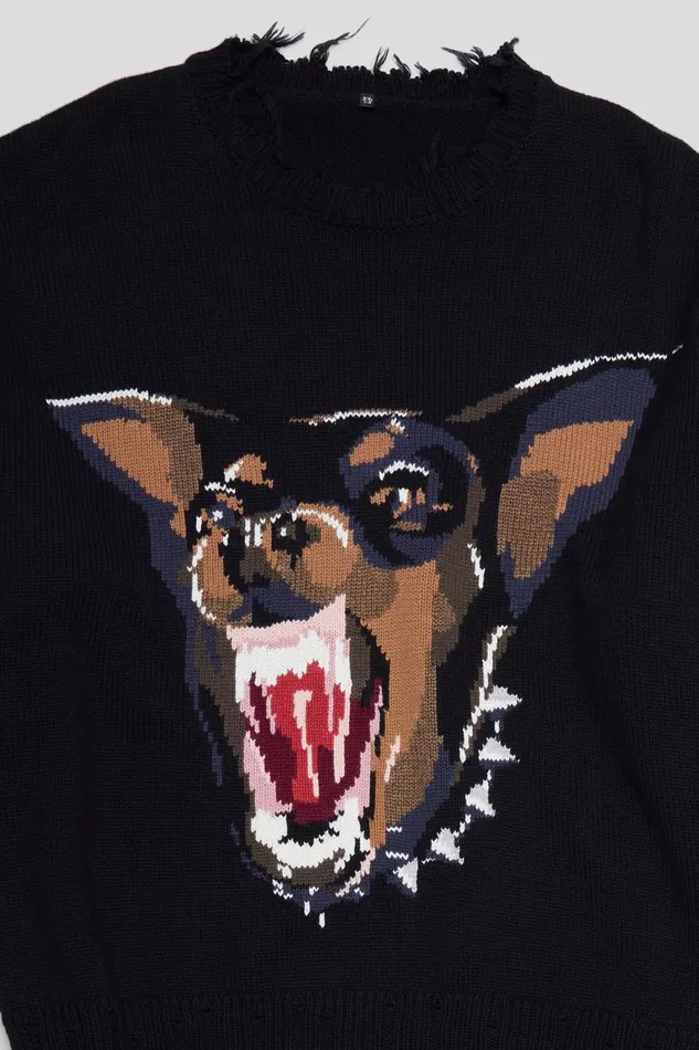 R13 Sweaters Women ANGRY CHIHUAHUA OVERSIZED SWEATER 8211 BLACK