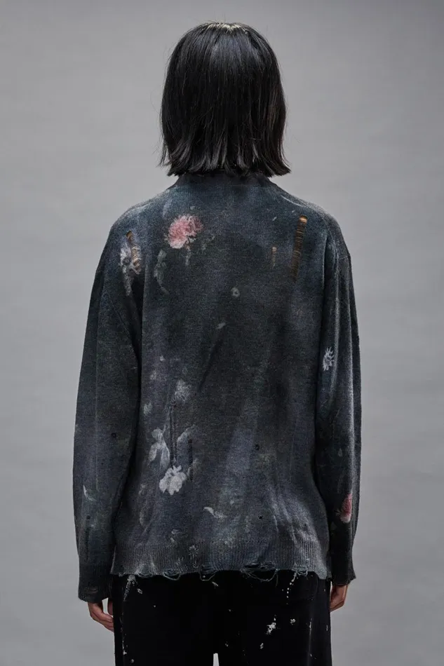 R13 Sweaters Women BOYFRIEND CARDIGAN 8211 BLACK FLORAL