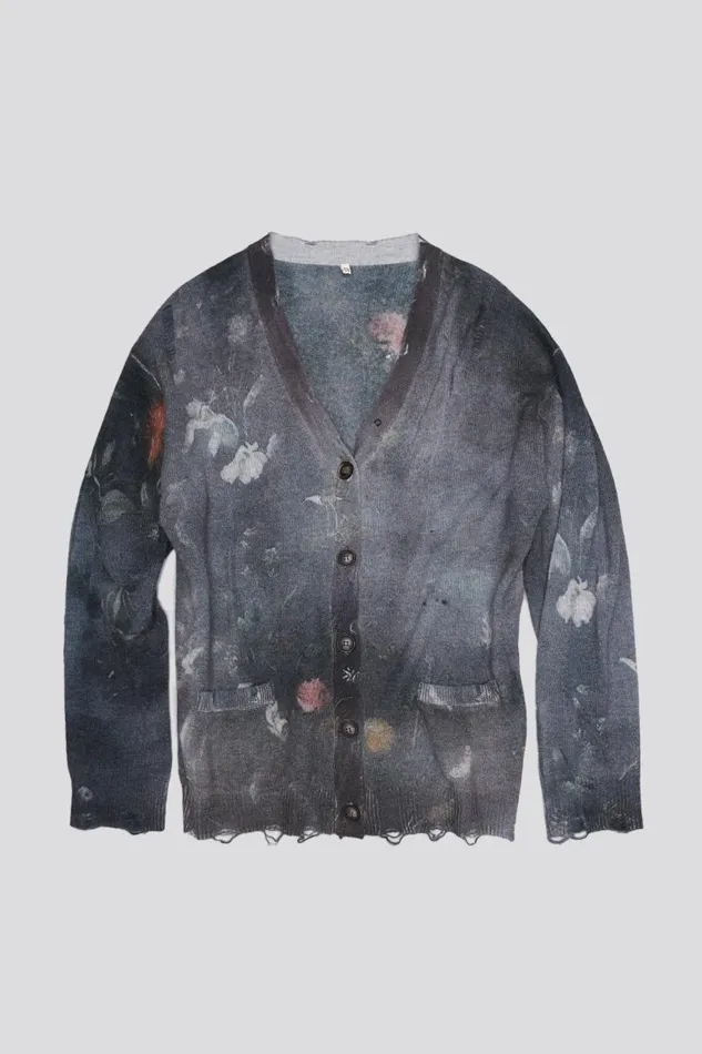 R13 Sweaters Women BOYFRIEND CARDIGAN 8211 BLACK FLORAL
