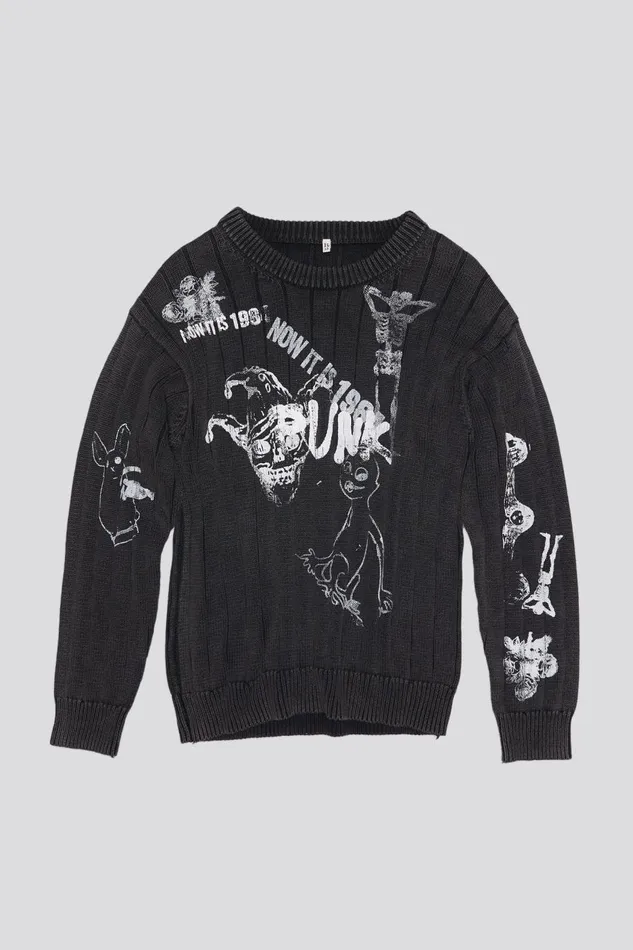 R13 Sweaters Women DROP NEEDLE SWEATER 8211 ACID BLACK