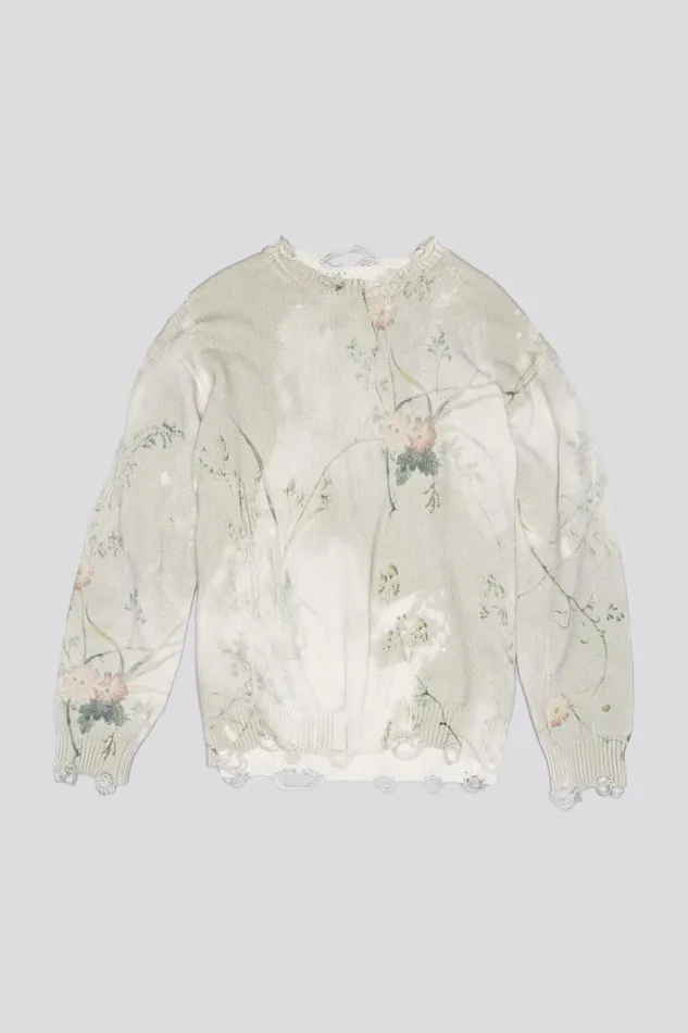 R13 Sweaters Women PRINTED BOYFRIEND SWEATER 8211 BLEACHED CREAM FLORAL