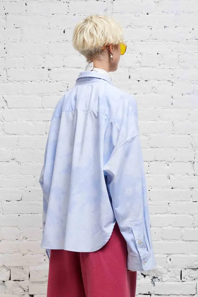 R13 Tops Women DROP NECK CROPPED SHIRT 8211 CLOUDY BLUE
