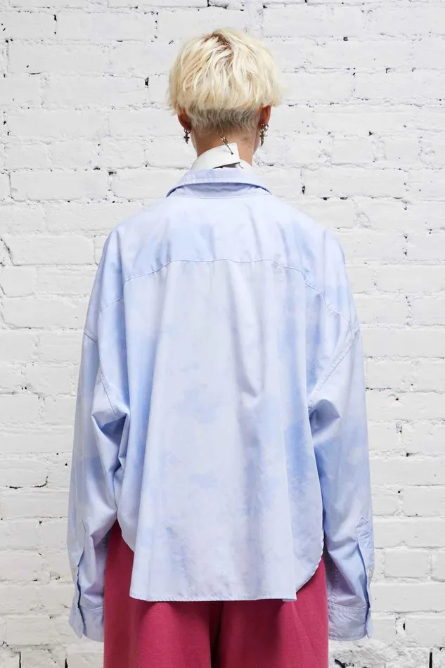 R13 Tops Women DROP NECK CROPPED SHIRT 8211 CLOUDY BLUE