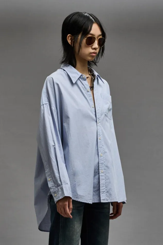 R13 Tops Women Drop Neck Oxford Shirt Denim