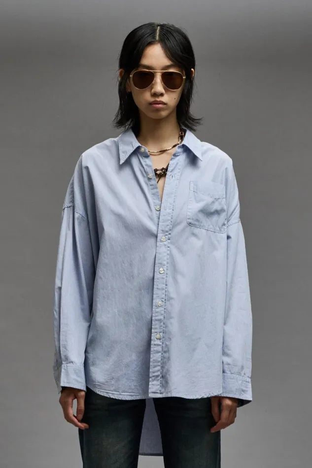 R13 Tops Women Drop Neck Oxford Shirt Denim