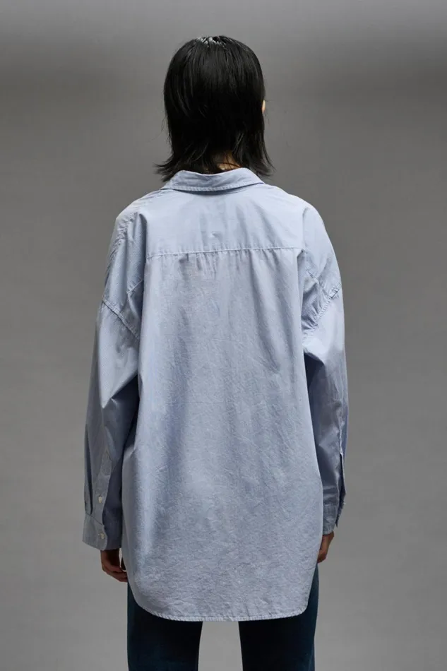 R13 Tops Women Drop Neck Oxford Shirt Denim