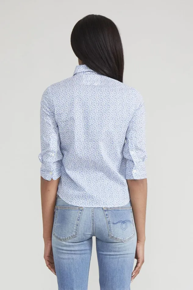 R13 Tops Women EXAGGERATED COLLAR SHIRT 8211 BLUE PATTERN